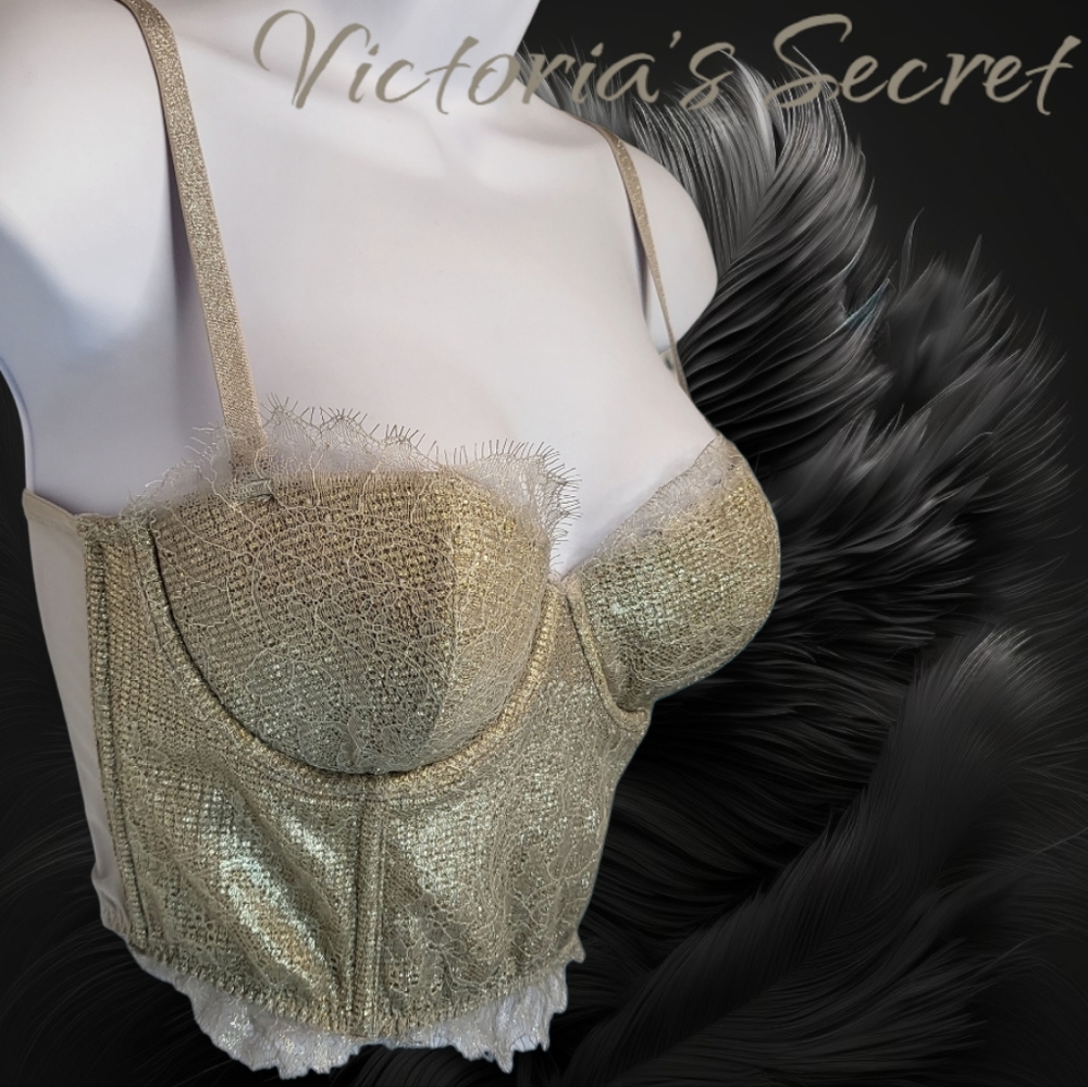 Victoria's Secret Intimates Dream Angel's Metallic Corset Multiway Bustier 34B